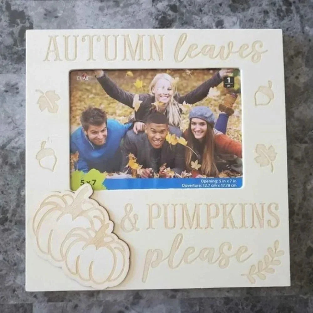 10x10 Autumn Leaves and Pumpkins Please Wood Picture Frame